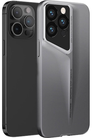 Apple Uyumlu iPhone 15 Pro Kılıf Ultra İnce Kamera Korumalı Sert Rubber Zore Procase Kapak-titanyum- Titanyum-gri