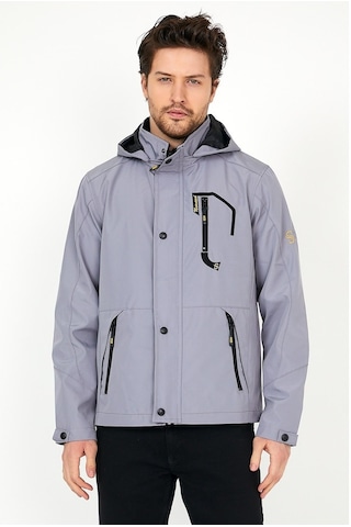 Sivaist Yeni Sezon Erkek Gri Softshell Kapüşonlu Iç Cepli Mont