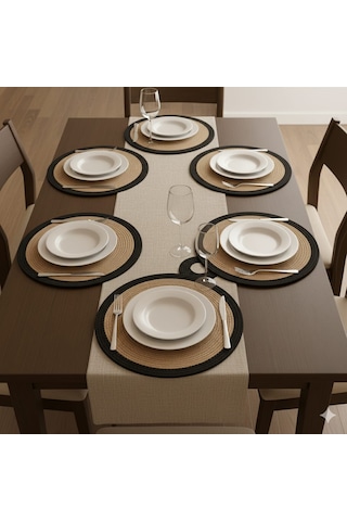 Servis Takımı Ameıkan Serıs Takımı Supla Takımı Jut Ip Halat Ip Kordon Ip Kahverengı Sıyah