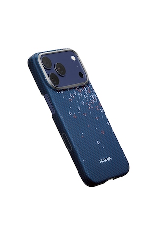 İphone 17 Pro Max Uyumlu Kılıf M-safe Şarjlı Aramid Fiber Pitaka Sakura Hours Serisi Kapak Lacivert