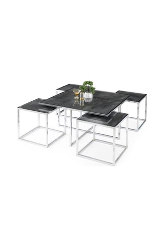Kares 4 Zigonlu Orta Sehpa Metal Krom 90X90X47Cm (531807947)