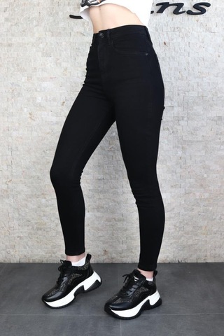 Kadın Siyah Süper Skinny Fit Esnek Likralı Denim Jean Kot Pantol