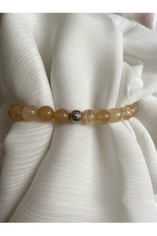 8mm Sitrin Para Doğal Taş Bileklik Sarı