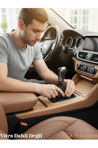 Citroen Berlingo Siyah Deri Prime Tasarım Beyaz Spor Dikiş Vites Körüğü