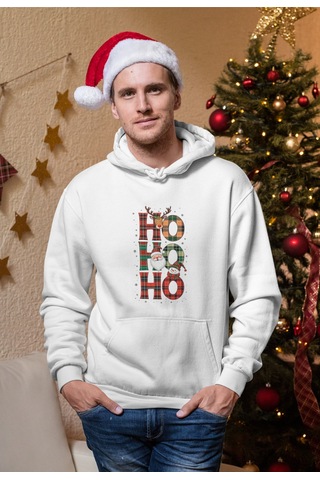 Stil X Yeni Yıl Baskılı Erkek Sweatshırt, Chrıstmas Temalı Beyaz-2