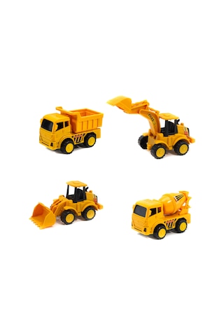 Oyuncak Inşaat Seti Mini Kamyon Mikser Kepçe Ekskavatör 4'Lü Set