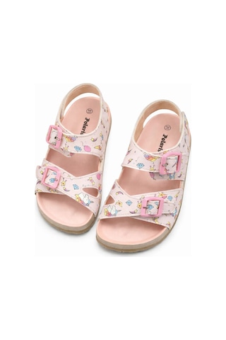 Ponchiq Kız Çocuk Pembe Baskılı Yazlık Sandalet 26-35 Pembe - Bej