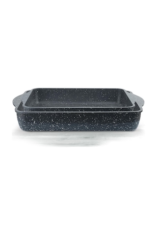 ThermoAd 2'li Döküm Granit Kare Tepsi Unisex 30-35 CM