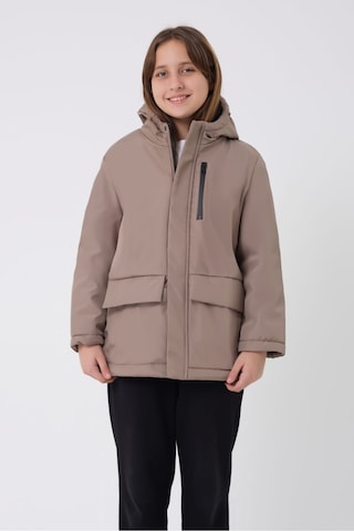 Kız Çocuk Vizon İçi Kürklü Su Ve Rüzgar Geçirmez Kapüşonlu 3 Cep Kışlık Mont & Kaban & Parka Vizon