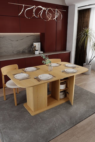Modern Dolaplı 6 Kişilik Mutfak Yemek Masası %100 Mdf Mutfak Yemek Odası Masası Ym06 Karına
