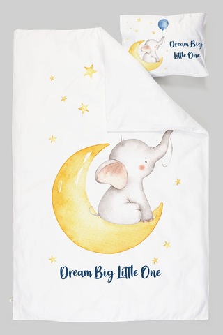 Organik Tek Kişilik Nevresim Takımı 160x220 - Sevimli Ay Fısıltısı Renkli