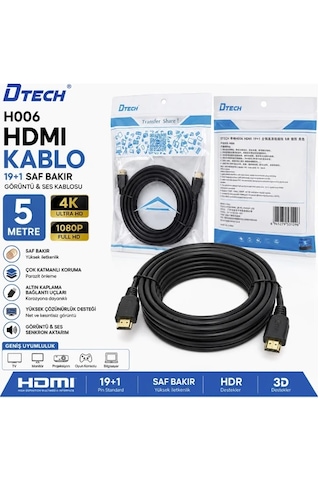 D-tech Dt-h006 5 Metre 4k Hdmı Kablo Yüksek Hızlı Görüntü Ve Ses Aktarımı D-tech Dt-h006 5 Metre 4k Hdmı Kablo Yüksek Hızlı Görüntü Ve Ses Aktarımı