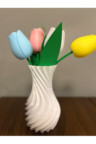 Vazo Dekoratif 3d Beyaz