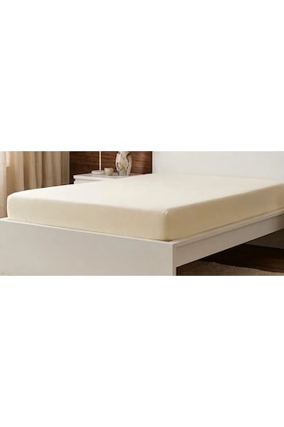 Çift Kişilik Düz Penye %100 Pamuklu Lastikli Çarşaf 180x200 Newsheet Ekru