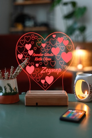 Anneler Günü Hediye Kalp 3D Masaüstü Led Lamba