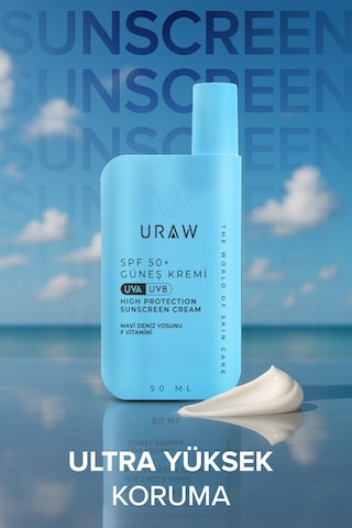 Uraw Deniz Yosunu Özlü Nemlendirici ve Ton Eşitleyici Güneş Kremi SPF50+ 50 ML