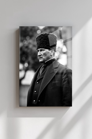 Atatürk Siyah Beyaz Kırılmaz Cam Tablo