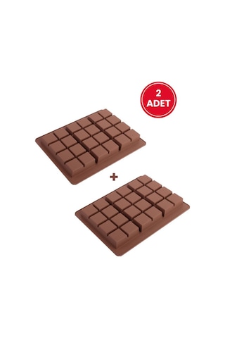 Dubai Çikolatası Kalıbı Silikon Çikolata Kalıbı Büyük Boy 2 Adet 27x17 Cm Kahverengi