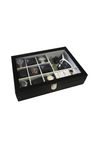 Chavin 9 Lu Ahşap Deri Cam Saat Gözlük Ve Mücevher Kutusu St9-26