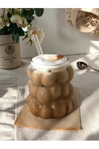 4 Adet Üzüm Kabartmalı Borosilikat Cam Bardak Sunumluk Pinterest Bubble Bardak Soğuk Kahve Bardağı 350 Ml Şeffaf