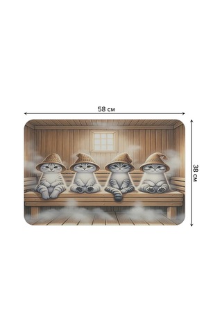 Joyarty Çamaşır Makinesi İçin Mat "kediler Banyoda" 58x38 421575265 Açık Kahverengi