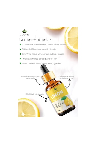 Goomy Limon Uçucu Yağı 10 Ml %100 Saf Ve Doğal Lemon Essential Oil