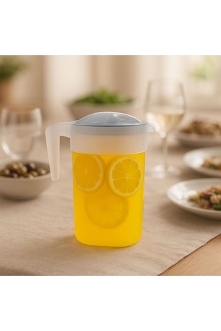 Plastik Oval Sürahi Kapaklı Su Sürahisi 2l Renkli Kapaklı 1 Adet