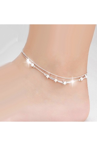 Sones Moda Takı Çift Toz Boncuk Ve Yıldız Gümüş Kaplama Bileklikler Gümüş