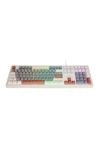 Everest Km-77 Runa Gri/krem/kahve Usb Rainbow Aydınlatmalı Sessiz Q Klavye + Mouse Set Optik