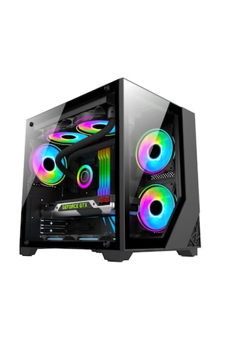 Strong Shadow Siyah 3x 120mm ARGB mATX Akvaryum Gaming Bilgisayar Kasası (Powersız)