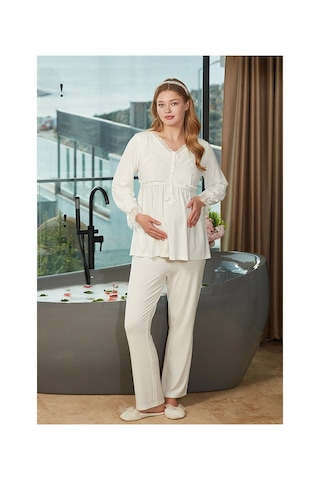 Moda Dua Aqua 26626 Pijama Takım Krem