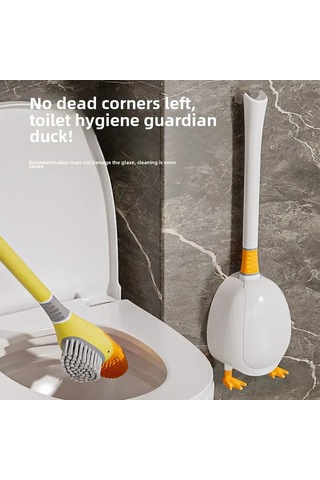 Yifomall Silikon Mavi Ördek Tuvalet Fırçası - Duvar Takılı, Delik Açmayan, Uzun Kollü, Multifonksiyonel Banyo Temizlik Aleti Beyaz Diğer