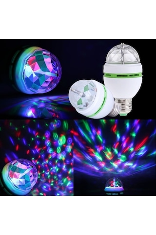 Hareketli 360 Derece Dönen Led Disko Ampul Çok Renkli