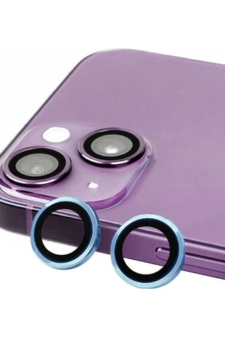 Mey Najmaddin Apple Uyumlu iPhone 14 Raze Metal Kamera Lens - Mavi Najmaddin