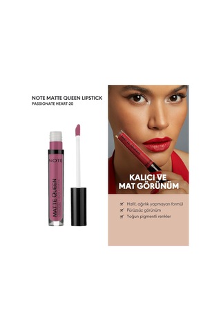 Cosmetics Matte Queen Lipstick 20 Passionate Heart Kalıcı Likit Ruj, Mor Belirtilmemiş