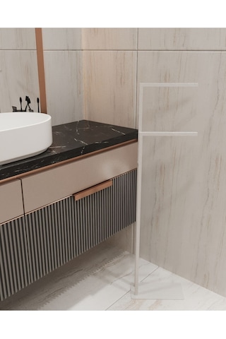 Aju Havluluk Kağıt Havlu Askısı Beyaz Metal Malzeme Kurulum Gerektirmez Devrilmez Banyo Dekorasyonu Beyaz