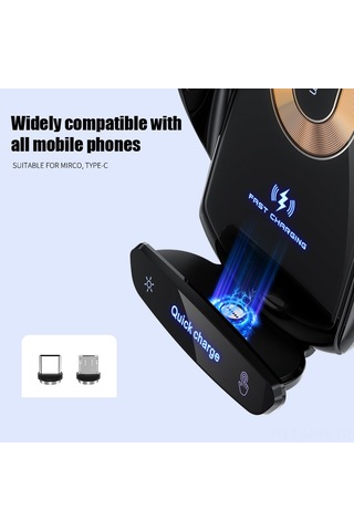 Monyee Araç İçin Kablosuz Şarj Ve Akıllı Manyetik Telefon Tutucu - 15w Hızlı Şarj, Navigasyon Uyumlu, V58 Siyah Siyah