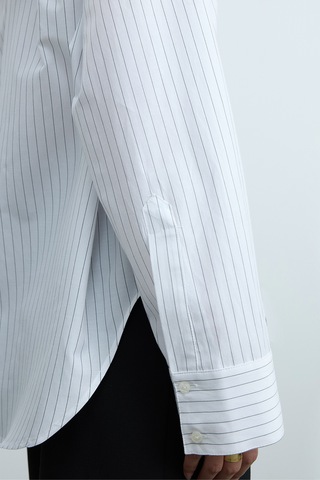 Suud Collection Beyaz Çizgili Page Oversize Gömlek