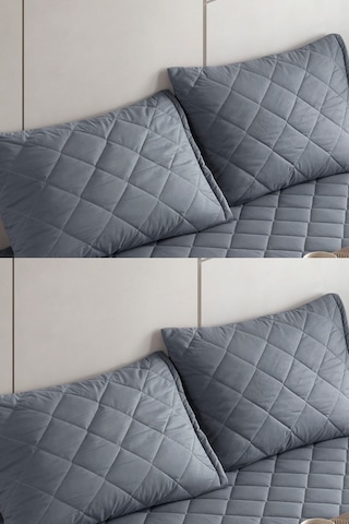 Formeya Pamukkale Alez Gri %100 Pamuk Kapitone Yastık Koruyucu Alez 4 Adet 50X70
