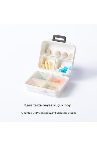 Taşınabilir İlaç Dağıtım Kutusu-beyaz Kare