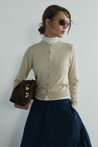 Suud Collection Bej Lea Triko Hırka