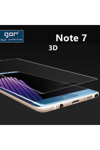 Gor Galaxy Note 7 Fan 3D Kavisli Darbe Emici Full Ekran Koruyucu Şeffaf (276815766)
