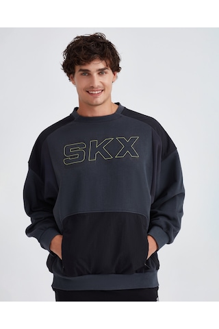 Skechers M Lw Fleece Crew Neck Sweatshirt Erkek Dark Gray Sweatshirt S232277-040