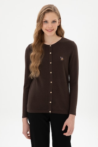U.s. Polo Assn. Kadın Koyu Kahverengi Hırka Triko 50307737-vr084 Koyu Kahverengi