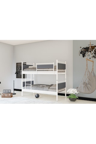 Metalia Gm 128 Star Ahşap Metal Ranza Beyaz-Antrasit Gri