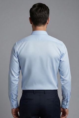 Torivalli Collection Dar Kesim Slimfit Saten Kolay Ütülenebilen Mevsimlik Cepsiz Uzun Kollu Kol Düğmesi Takılabilen Erkek Gömlek Buz Mavi