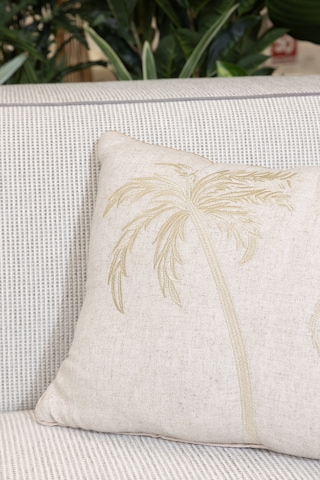 Pure Bej Palmiye Detaylı Dekoratif Boncuk Elyaf İç Dolgulu Kırlen Bej