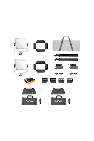 Godox - Lp600r K2 Rgb 2'li Softboxlı Panel Led Işık Kiti Bataryalı