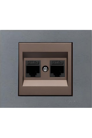 Ovivo Grano Metalik Cat6 Rj45 Çift Jaklı Data Prizi Mocha + Füme Çerçeve Ovivo Grano Metalik Cat6 Rj45 Çift Jaklı Data Prizi Mocha + Füme Çerçeve