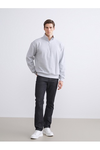 LC Waikiki Lc Waıkıkı Gri Fermuarlı Dik Yaka Uzun Kollu Erkek Sweatshirt